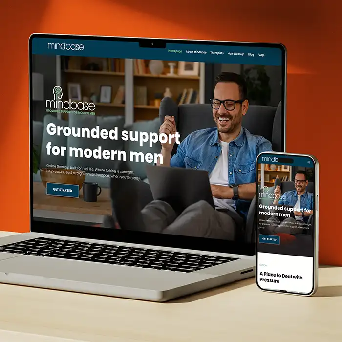 Laptop and phone showing a website designed by 77 Rockets